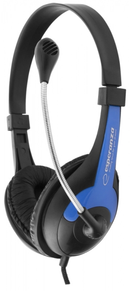 ESPERANZA STEREO HEADPHONES WITH MICROPHONE ROOSTER BLUE