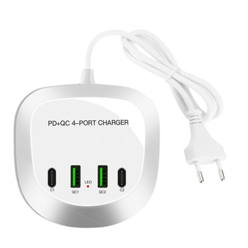 Travel charger T3P+ - 2xType C + 2xUSB - QC + PD 40W white