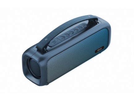 Akai ABTS-08BL Μπλε φορητό ηχείο Bluetooth με AWS, USB, AUX, FM, LED-8W RMS