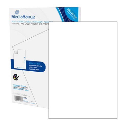 MediaRange Ετικέτες Γενικής Χρήσης 210χ297mm. Λευκές (50 Pack) (MRINK140)