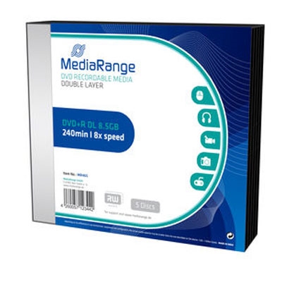 MediaRange DVD+R Dual Layer 240' 8.5GB 8x Slimcase Pack x 5 (MR465)