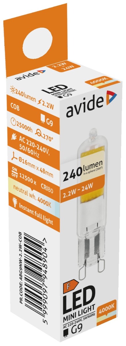 Avide LED G9  2.2W COB 300° Λευκό 4000K