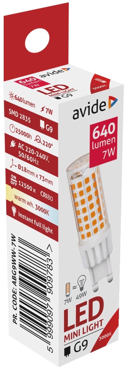 Avide LED G9 7W 220° Θερμό 3000K