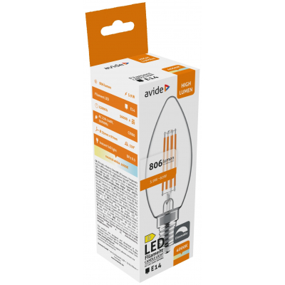 Avide LED Filament Candle 5.9W E14 NW 4000K Dimmable