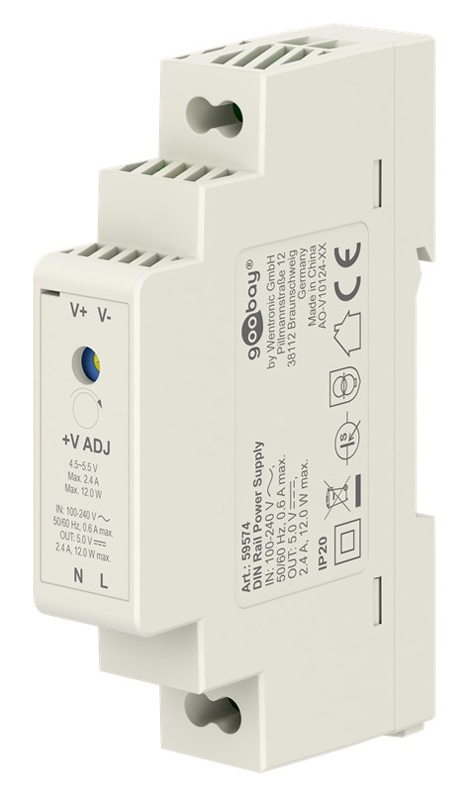 GOOBAY τροφοδοτικό 59574 για DIN rail, 5V/2.4A, 12W, IP20 59574