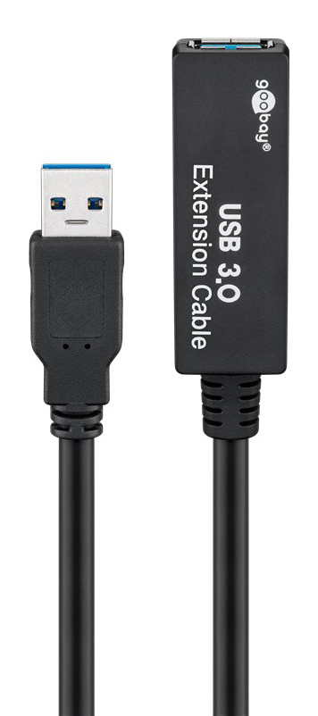 GOOBAY καλώδιο προέκτασης USB 3.0 95727, active, 5Gbps, 5m, μαύρο 95727