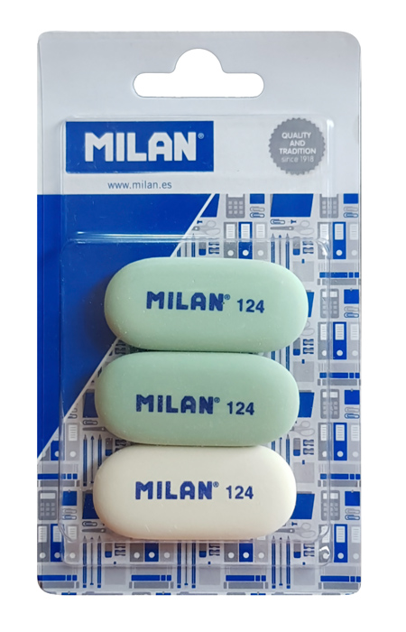 MILAN γόμα 124 BMM9203MP, παραλληλόγραμη 50 x 23 x 6mm, σετ 3τμχ BMM9203MP