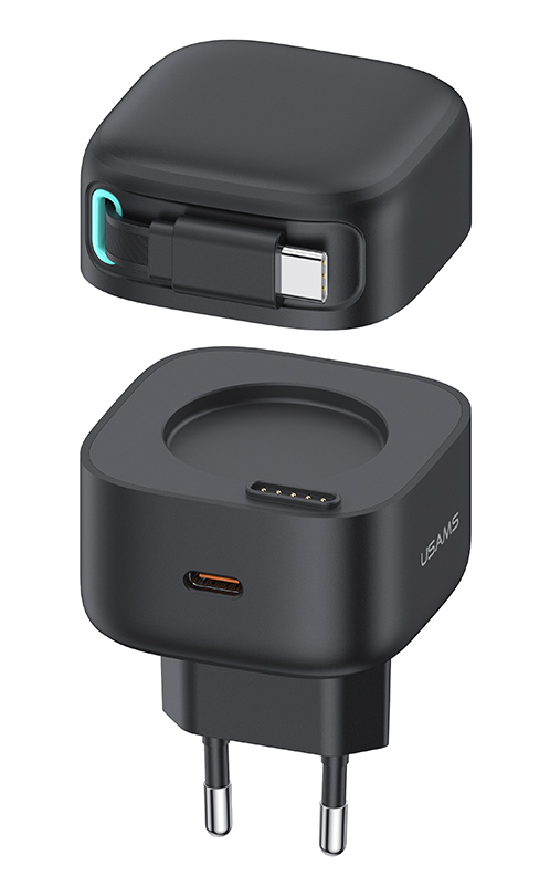 USAMS φορτιστής τοίχου US-CC202 με καλώδιο USB-C, USB-C, 35W GaN, μαύρος CC202TC01