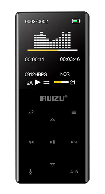 RUIZU MP3 player D29 με ηχείο, 1.8", 16GB, BT, ελληνικό μενού, μαύρο D29-16GB