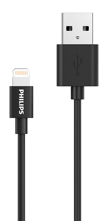 PHILIPS καλώδιο USB σε Lightning  DLC3104V-00, 2.4Α 12W, 1.2m, μαύρο DLC3104V-00