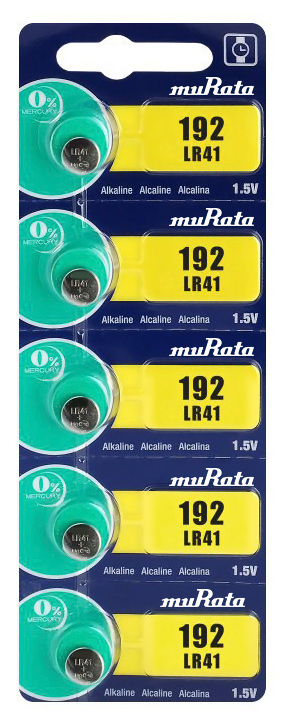 MURATA Αλκαλικές μπαταρίες LR41 MR-LR41, 1.5V, 5τμχ MR-LR41