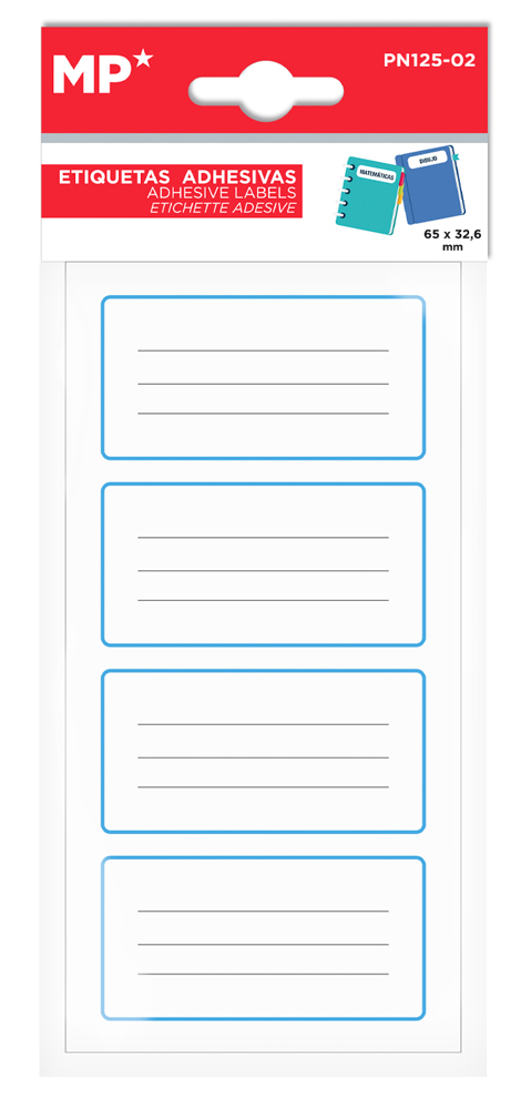 MP αυτοκόλλητες ετικέτες τετραδίων PN125-02, 65x32.6mm, 16τμχ PN125-02