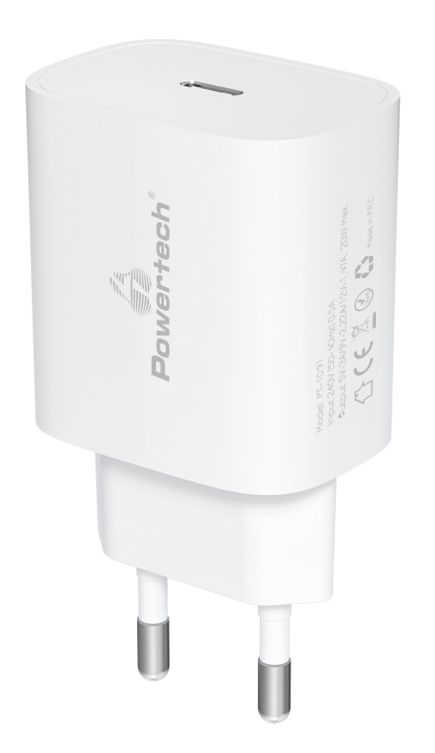 POWERTECH φορτιστής τοίχου PT-1091, USB-C, PD 20W, λευκός PT-1091