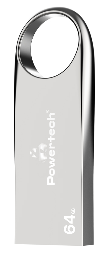 POWERTECH USB Flash Drive PT-1122, 64GB, USB 2.0, ασημί PT-1122