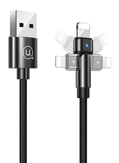 USAMS καλώδιο Lightning σε USB US-SJ476, περιστρεφόμενο, 10.5W 1m, μαύρο SJ476USB01