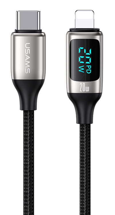 USAMS καλώδιο Lightning σε USB-C US-SJ545, 20W PD, 1.2m, ασημί SJ545USB02