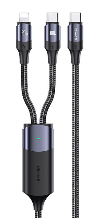 USAMS καλώδιο USB-C σε USB-C & Lightning US-SJ550, PD 100W, 1.2m, μαύρο SJ550USB01