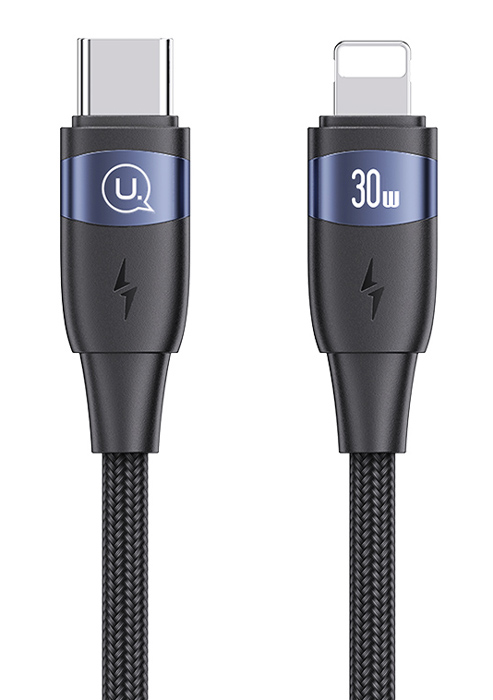 USAMS καλώδιο Lightning σε USB-C US-SJ634, 30W PD, 1.2m, μαύρο SJ634USB01