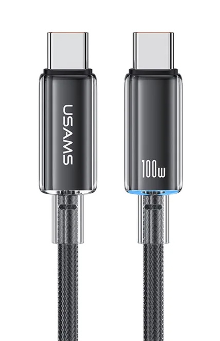 USAMS καλώδιο USB-C σε USB-C US-SJ660, 100W, 480Mbps, 1.2m, μαύρο SJ660USB01