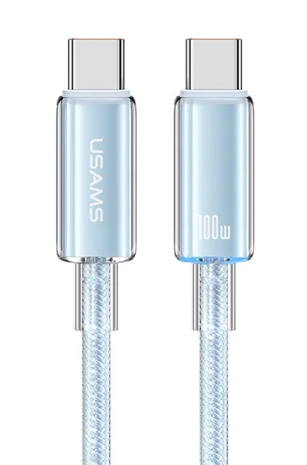 USAMS καλώδιο USB-C σε USB-C US-SJ660, 100W, 480Mbps, 1.2m, μπλε SJ660USB03