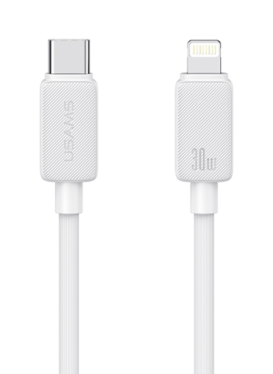 USAMS καλώδιο Lightning σε USB-C US-SJ692, 30W, 480Mbps, 1m, λευκό SJ692USB02