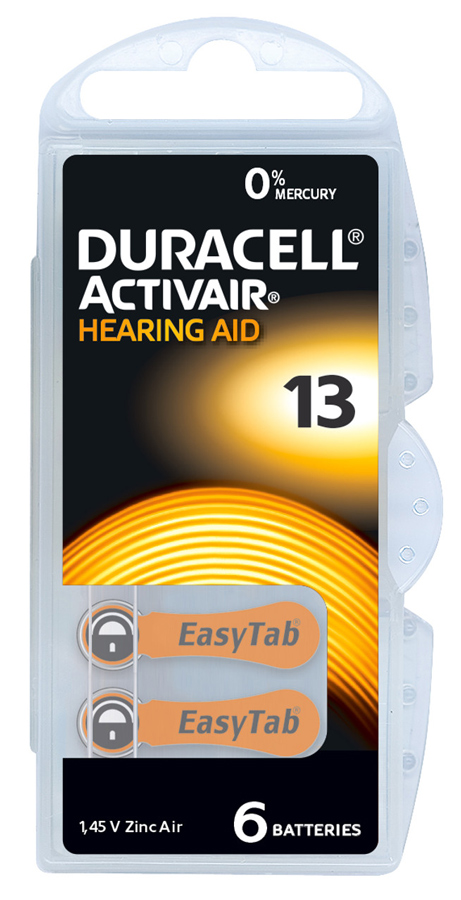 DURACELL μπαταρίες ακουστικών βαρηκοΐας Activair 13, 1.45V, 6τμχ D13