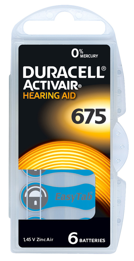 DURACELL μπαταρίες ακουστικών βαρηκοΐας Activair 675, 1.45V, 6τμχ D675