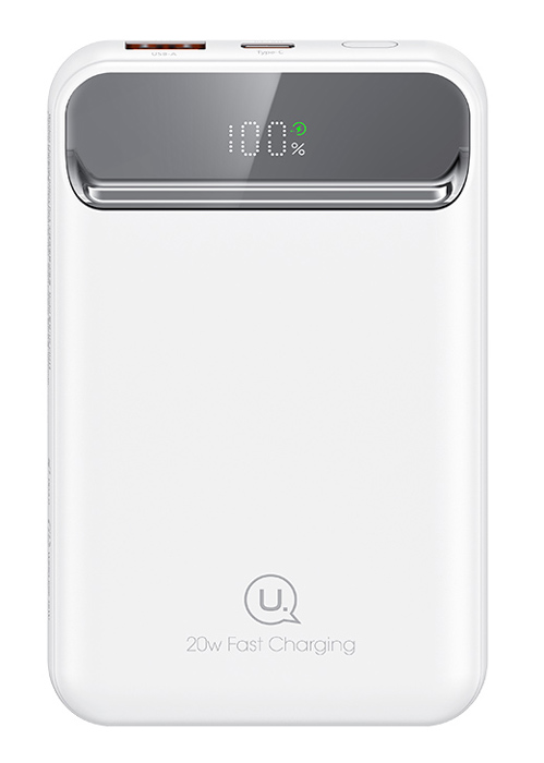 USAMS power bank US-CD214, 2x έξοδοι, wireless, 10000mAh, 20W, λευκό 10KCD21402