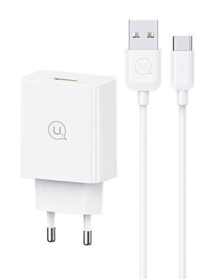 USAMS φορτιστής τοίχου SCXLTZ02 με καλώδιο USB-C, USB, 18W, λευκός SCXLTZ02