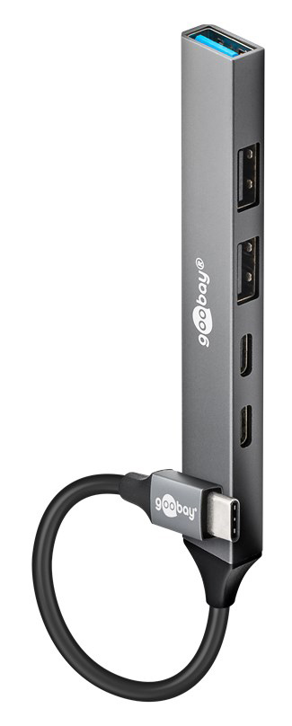 GOOBAY USB hub 74460, 5x θυρών, USB 3.2, 5Gbps, 100W, USB-C σύνδεση, γκρι 74460