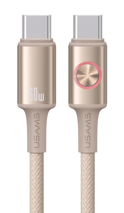 USAMS καλώδιο USB-C SJ752, 60W, 480Mbps, 1.2m, μπεζ SJ752USB02