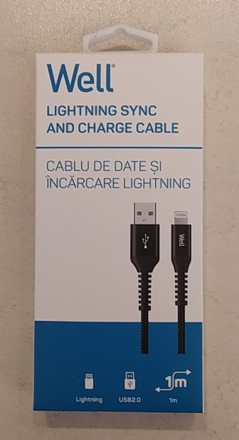 Καλώδιο USB 2.0 σε Lightning Φόρτισης - Data 1m 2.4A Μαύρο Well CABLE-USB/LIGHT-1BK01-WL