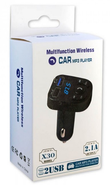 CAR MP3 PLAYER FM TRANSMITTER 2XUSB 2.1A X30