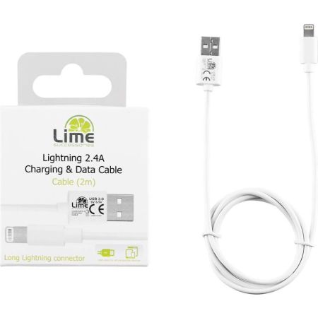 ΚΑΛΩΔΙΟ LIGHTNING LONG USB 2.4A ΛΕΥΚΟ LIME