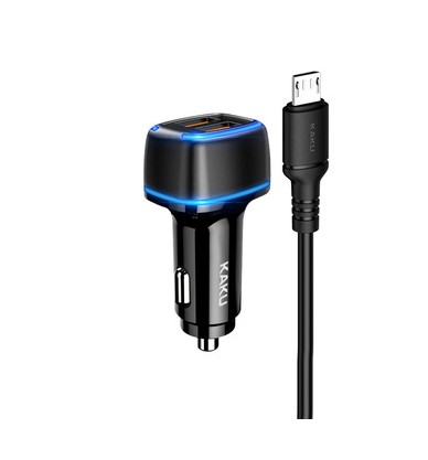 KAKU Car Charger KSC-528 Shengyu - 2xUSB - 2,8A with USB->MICRO USB Black