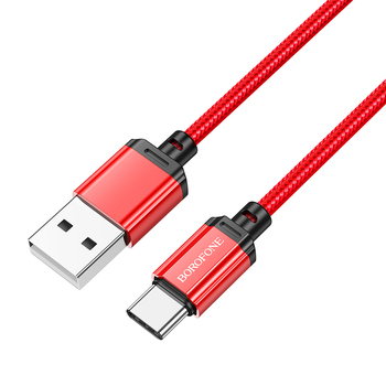 BOROFONE CABLE BX87 SHARP USB to TYPE C 3A 1m RED