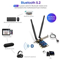 EDUP EP-9651GS WIFI 6EAX5400 + Bluetooth 5.3 PCI-E Network Adapter