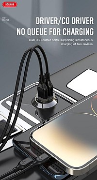 XO CC49 transparent design dual usb 2.4A car charger