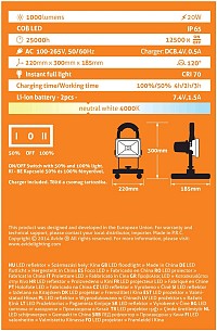 Avide LED Προβολέας Επαναφορτιζόμενος 20W Λευκό 4000K