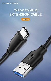 CABLETIME καλώδιο USB-C σε USB CMAMN, 15W, 5Gbps, 3m, μαύρο 5210131038222