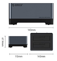 ORICO docking station 5828C3-C, clone function, 2x HDD/SSD, 10Gb/s, RGB 5828C3-C-EU-GY-BP