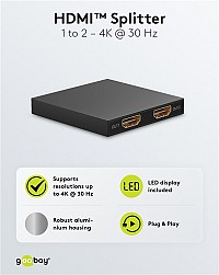 GOOBAY HDMI splitter 58480, 2 σε 1, 4K/30Hz, μαύρο 58480