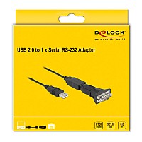 DELOCK αντάπτορας USB σε RS-232 DB9 61506 με καλώδιο USB, 0.8m, μαύρο 61506