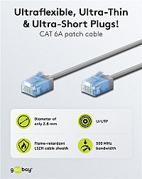 GOOBAY καλώδιο δικτύου 74222, CAT 6A U/UTP, slim, copper, 10Gbps, 1m, γκρι 74222