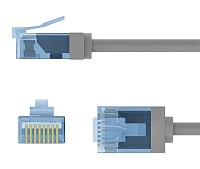 GOOBAY καλώδιο δικτύου 74222, CAT 6A U/UTP, slim, copper, 10Gbps, 1m, γκρι 74222