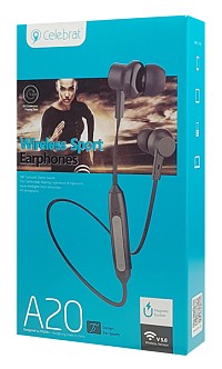 CELEBRAT earphones A20 με μαγνήτη, Bluetooth, 10mm, 70mAh, μαύρα A20-BK