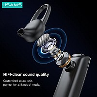 USAMS Bluetooth μονό earphone USAMS-BT2, 100mAh, 3-way κλήσεις, μαύρο BHUBT201