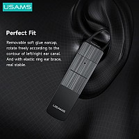 USAMS Bluetooth μονό earphone USAMS-BT2, 100mAh, 3-way κλήσεις, μαύρο BHUBT201