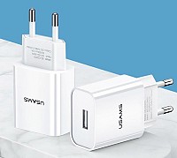 USAMS φορτιστής τοίχου T18, 1x USB, 2.1A, λευκός CC075TC01