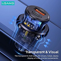 USAMS φορτιστής αυτοκινήτου US-CC164, USB & USB-C, 30W, μπλε CC164CC02